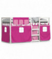 vidaXL Bunk Bed with Curtains Pink 90x190 cm Solid Wood Pine