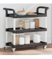 vidaXL 3-Tier Trolley Black 77x34x72 cm Aluminium