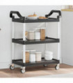 vidaXL 3-Tier Trolley Black 81x41x92 cm Aluminium