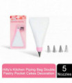 Hilly's Kitchen Piping Bag with 5 Nozzles Double Pastry Pocket Cakes Decoration
