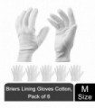 Briers Lining Gloves Cotton Medium, Pack of 6