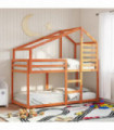 vidaXL Bunk Bed with Roof Wax Brown 80x200 cm Solid Wood Pine