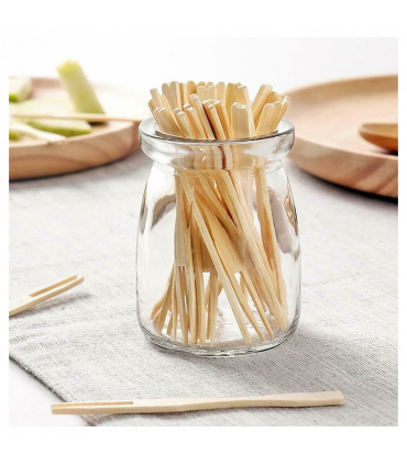 ECO Connection Pack Of 50 Disposable Natural Bamboo Skewer Forks