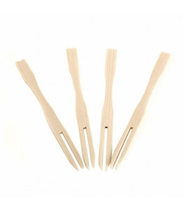 ECO Connection Pack Of 50 Disposable Natural Bamboo Skewer Forks
