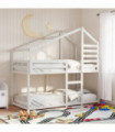 vidaXL Bunk Bed with Roof White 90x200 cm Solid Wood Pine