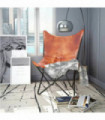 vidaXL Butterfly Chair Brown Real Leather