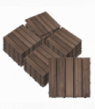 Outsunny 27pc Floor Tiles Interlocking Solid Wood DIY Deck Tiles Outdoor Black