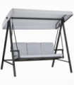 Outsunny 3 Seater Garden Swing Chair with Adjustable Canopy and Cushions, Grey