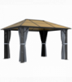 Outsunny 3 x 3.6m Hardtop Gazebo with Aluminium Frame and Curtains