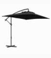 Outsunny 3 m Cantilever Parasol with Cross Base, Crank Handle, 6 Ribs, Black