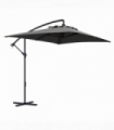 Outsunny 3 m Cantilever Parasol with Cross Base, Crank Handle, 6 Ribs, Grey