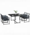 Outsunny 5 Pieces Patio Dining Set with Foldable Back for Poolside, Dark Grey
