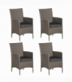 Outsunny 4PC Outdoor Rattan Armchair Wicker Dining Chair Set for Garden Grey