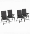 Outsunny Set of 4 Outdoor Rattan Folding Chair Set w/ Adjustable Backrest Grey