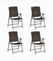 Outsunny 4pcs Rattan Chair Foldable Garden Furniture w/ Armrest Steel Frame