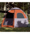 vidaXL Camping Tent Cabin 4-Person Grey and Orange Quick Release