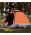 vidaXL Camping Tent Cabin 4-Person Grey and Orange Quick Release