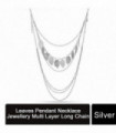 Aquarius Women Silver Leaves Pendant Necklace Jewellery Multi Layer Long Chain