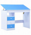 vidaXL Children Drawing Study Desk Tiltable Blue and White