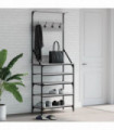 vidaXL Clothes Rack with Shoe Storage Grey Sonoma 70x34x184 cm