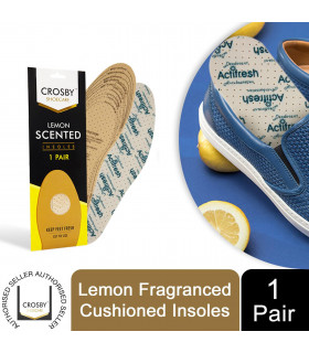 Crosby Scented Unisex Foot Full-Length Insoles for Boots/Shoes/Footwear, Lemon