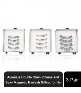 Aquarius Double Glam Volume and Sexy Magnetic Eyelash Giftset for Her, 3Pair