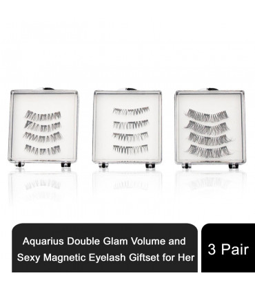 Aquarius Double Glam Volume and Sexy Magnetic Eyelash Giftset for Her, 3Pair