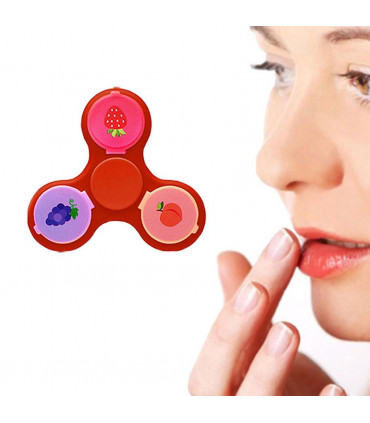 Aquarius 2-in-1 Metal Glam Finger Spinners with Three Different Lip Balm, Red