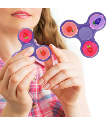 Aquarius 2-in-1 Metal Glam Finger Spinners with Lip Balm, Purple