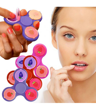 Aquarius 2-in-1 Metal Glam Finger Spinners with Lip Balm, Purple