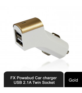 FX Factory Powabud Twin Socket USB 2.1A Car Charger, Gold