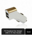 FX Factory Powabud Twin Socket USB 2.1A Car Charger, Gold