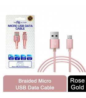 Fx Braided Micro USB Data Cable, Gold, Rose Gold, Space Grey, Silver[Rose Gold]