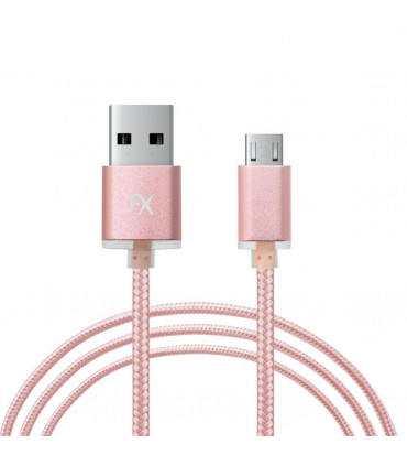 Fx Braided Micro USB Data Cable, Gold, Rose Gold, Space Grey, Silver[Rose Gold]