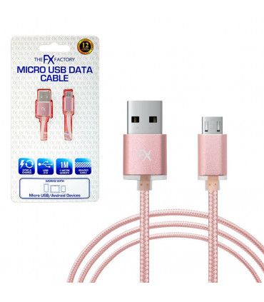 Fx Braided Micro USB Data Cable, Gold, Rose Gold, Space Grey, Silver[Rose Gold]