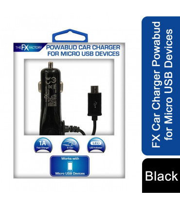 FX Car Charger Powabud for Micro USB Devices Simply Plug In The USB Power Cable