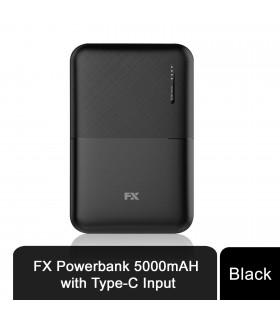 FX Power Bank 5000 mAh with Type C Input, Compitable with smartphones - Black