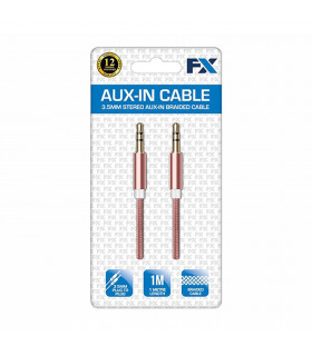 FX Powabud Aux-In-Cable 3.5mm Braided, Rose Gold