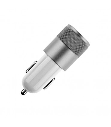 FX Powabud Car Charger 2.1A Twin USB Socket Universal Charger, Silver