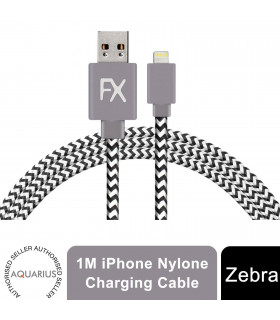 Aquarius Nylon USB Zebra Designed Wire Braided Charging Phone Cable, 1 Meter