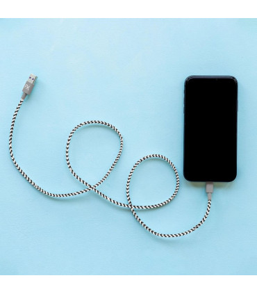 Aquarius Nylon USB Zebra Designed Wire Braided Charging Phone Cable, 1 Meter