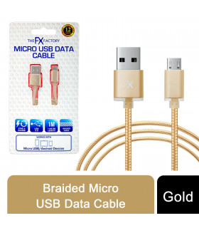 Fx Braided Micro USB Data Cable, Gold, Rose Gold, Space Grey, Silver[Gold]