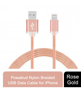 FX Powabud Nylon Braided USB Data Cable for Phone[Rose Gold]