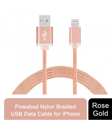 FX Powabud Nylon Braided USB Data Cable for Phone[Rose Gold]