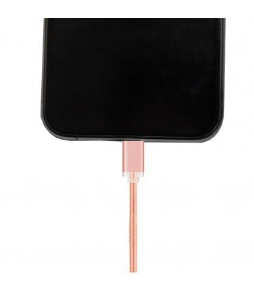 FX Powabud Nylon Braided USB Data Cable for Phone[Rose Gold]