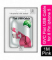 GVC 1 Metre Tangle Free Flat USB to 8 Pin Cable for Syncing & Charging, Pink