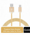 FX Powabud Nylon Braided USB Data Cable for Phone[Gold]