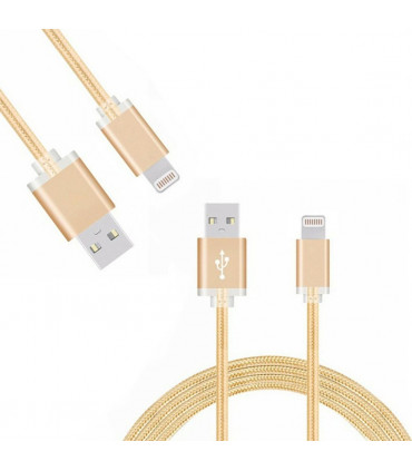 FX Powabud Nylon Braided USB Data Cable for Phone[Gold]