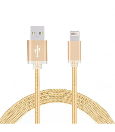 FX Powabud Nylon Braided USB Data Cable for Phone[Gold]