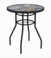 Outsunny Garden Table with Glass Printed Design for Outdoor, Multicolour